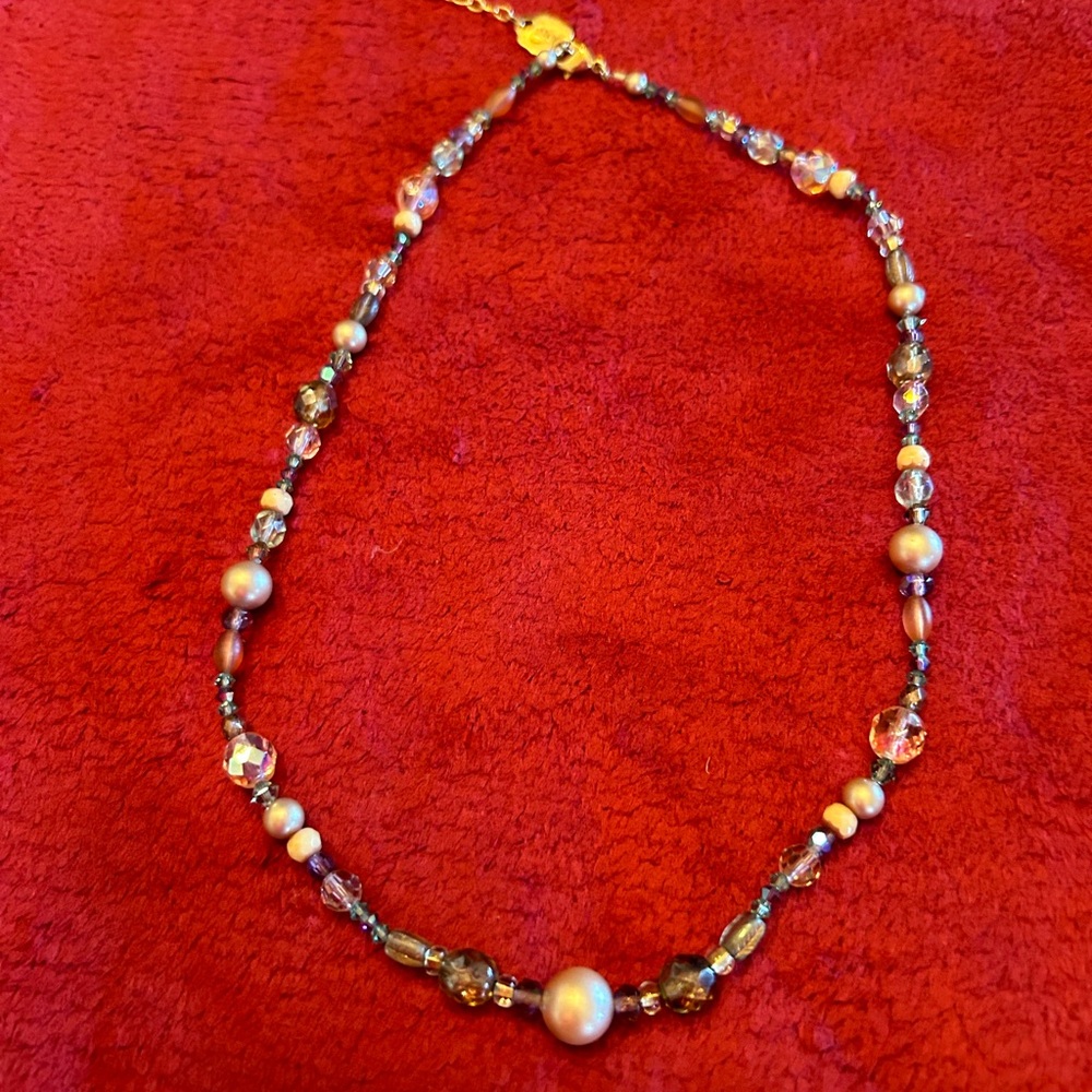 Holy Yashi elegant, swarovski crystals, and pearl necklace